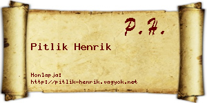 Pitlik Henrik névjegykártya